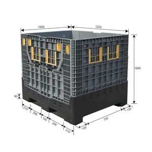 Euro HDPE Large Plastic Collapsible Pallet Box Pallet Collapsible Bulk Container with Lid