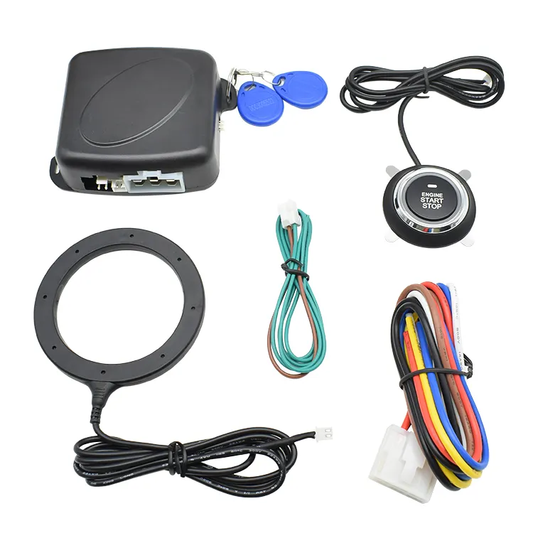 Car one button start system intelligent induction hidden lock RFID anti theft device car alarm system (universal)