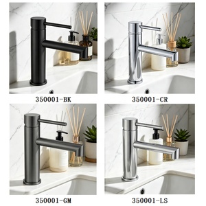 Robinet de lavabo monocommande en acier inoxydable 304 brossé à monter sur le plan, avec cartouche céramique, pour salle de bain, modèle 350001-LS, construction en acier inoxydable 304 - Product Image 2