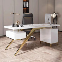 Bureau de direction moderne en marbre avec tiroir et meuble de rangement pour la maison
