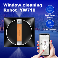 LIECTROUX YW710 Robot Pembersih Jendela Hitam Dengan Remote Control, Penyemprotan Air, Perintah Suara, Kontrol Aplikasi Seluler