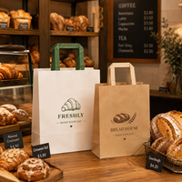 Bolsa de Papel Kraft para Pizza, Resistente a la Grasa, de Grado Alimenticio, Segura, Reciclable, para Panadería, Pastelería, Repostería, Clásica, Resistente al Aceite