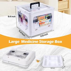 18QT Medicine Storage <b>Box</b> with Handles Large Capacity First Aid <b>Box</b> Clear Medical Supply Organizer with <b>Removable</b> Tray - Product Image 4