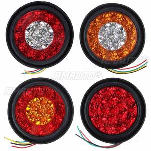 2 ou 4 pièces, feux arrière ronds 12V 16 LED ambre/rouges pour voiture, feux de brouillard arrière, feux stop, feux de recul pour camion, remorque, poids lourd - Product Image 1