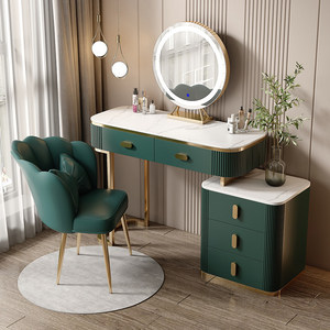 Elegant White & Gold <b>Dressing</b> <b>Table</b> Set with LED Lighted Mirror Vanity Desk with Storage Drawers and Chair for Bedroom Furniture - Product Image 4