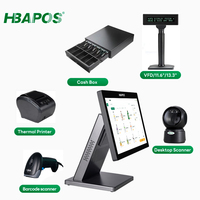 Système POS professionnel OEM ODM 15,6 pouces à double écran, Windows 10 Pro, fabricant de terminaux de point de vente tout-en-un avec écran tactile