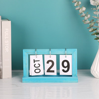 Calendrier de bureau perpétuel en bois à pages tournantes, ornement minimaliste réutilisable pour rappel de date, idéal pour la maison, le bureau ou comme accessoire photo