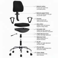 Chaise de bureau ergonomique moderne pivotante, chaise de travail pour ordinateur, hauteur réglable, soutien lombaire pour le bureau à domicile