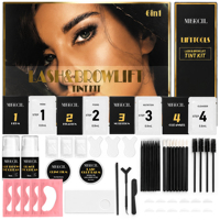 Kit professionnel 6-en-1 pour cils et sourcils : rehaussement de cils, teinture au henné pour sourcils, gel pour sourcils, permanente pour cils, lamination marron