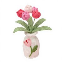 Fleur en coton faite à la main, tulipe, rose, lys, plante en pot, tricotée à la main, couleur personnalisée, nouvel an chinois, Pâques