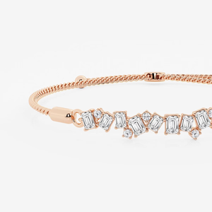 Fine Anklet 1 CTW Emerald and Round Lab Grown Diamond Cascade Bolo <b>Bracelet</b> <b>Adjustable</b> 8.75 Inch Elegant Jewelry for Women - Product Image 2