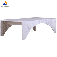 Table basse en marbre de luxe italien 2026, plateau en pierre naturelle Calacatta avec base en métal doré pour salon et hôtel – Nouveauté promotionnelle