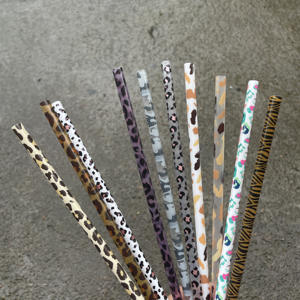 Stampa <span class=keywords><strong>leopardo</strong></span> personalizzata bere PP plastica dura stampa cannucce riutilizzabili in plastica modello ghepardo rosa - Product Image 3