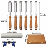Kit de 8 ciseaux à bois pour la sculpture sur bois avec étui en bois de qualité supérieure, ciseaux à bois avec manche en bois, ensembles d'outils