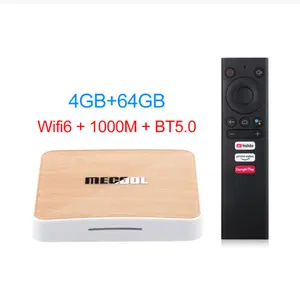新款Mecool KM6豪华全地形车安卓10 Amlogic S905X4双WiFi 6 1000M 4gb 64GB Youtube 4k智能机顶盒