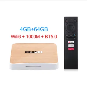 Yeni Mecool KM6 Deluxe ATV Android 10 Amlogic S905X4 çift WiFi 6 1000M 4GB 64GB Youtube 4K akıllı Set üstü kutusu