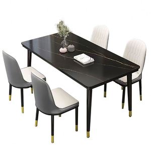 Juego de cena contemporáneo, mesa, muebles para el hogar, juegos de mesa de comedor, juegos de comedor italianos de lujo modernos de mármol - Product Image 3