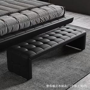 Italian minimalist bedroom <b>bed</b> end bench, simple modern genuine leather shoe changing bench, living room entrance <b>sofa</b> bench, - Product Image 3