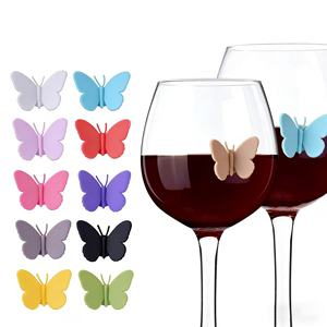 Marqueurs de verres à vin en silicone jetables, écologiques, mignons et populaires, en forme de papillon, avec design de couleur personnalisé pour fêtes et bars - Product Image 4