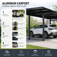 Abri de voiture en aluminium avec toit en polycarbonate pour cour arrière, allée, abri de jardin, abri pour voiture