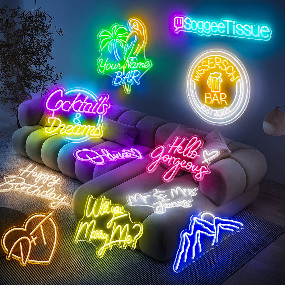 Drop Shipping Wall-mounted Aluminum IP66 Rated Red LED Neon Light Sign Customized Happy Birthday for Bedroom Use