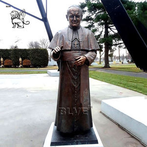 Outdoor Church Decoration Life Size Pope John Paul II Religious Statue Catholic Religious <strong>Bishop</strong> Sculpture With Cross <strong>Staff</strong> - Product Image 5