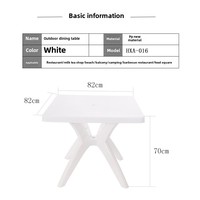 Mobilier d'extérieur Table de pique-nique carrée blanche en plastique pour jardin