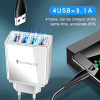 /iPad Android Tip C Cihazlar için Moda 4 USB Duvar Şarj Cihazı Çok Renkli 5V/2.4A Hızlı Şarj Optimal Cep Telefonu