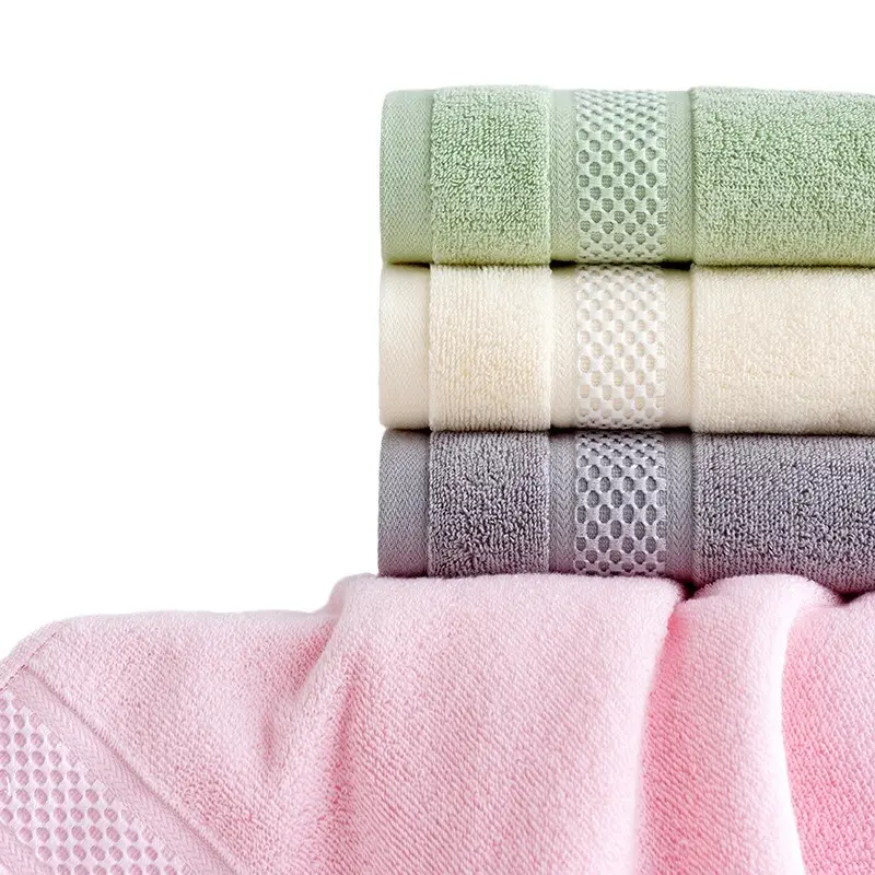 Luxe 100% peigné 32s/2 coton Spa hôtel Logo personnalisé couleur unie éponge visage main bain serviette ensemble serviettes