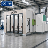 Cabine de peinture automobile RuiBo avec quatre portes vitrées pliantes, chauffage infrarouge, écran filtrant, panneau de commande, CE ISO9001