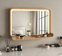 Miroir d'habillage intelligent en bois massif vintage miroir de toilette mural miroir de salle de bain miroir de maquillage avec lumière LED