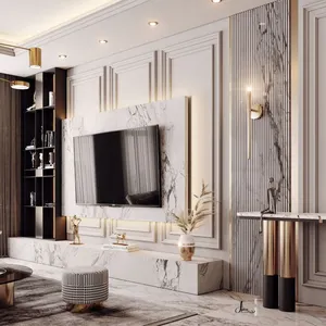 Meuble Tv de taille personnalisée, meuble mural moderne en marbre