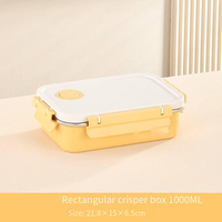 Rechthoekige lunchbox van matgeel roestvrij staal, 3 maten (1-3L), voorbehoud van versheid, milieuvriendelijk, duurzaam, eenvoudig kartonnen verpakking