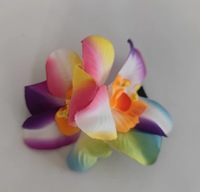 Nuevo Clip para el Pelo con Orquídea de Doble Flor Grande de Gasa Artificial para Bodas en la Playa y Fiestas para Mujeres