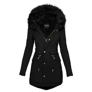 Warme Kraag Jas Dames Faux Winddicht Parka Jas Met Capuchon Voor Dames Wintermeisjes Gewatteerd Kleding