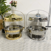 Équipement de buffet de haute qualité présentoir alimentaire en acier inoxydable de luxe or argent chauffe-plats avec porte-couvercle