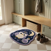 Tapis moderne en faux velours à imprimé animalier, motif halloween magique (hibou, sorcière, potion, lune), fabriqué à la machine, pour chambre à coucher