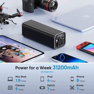 Batterie externe haute capacité 120W à charge rapide, entrée Type-C, sortie AC 112Wh 110V 220V, 31200mAh - Offre Spéciale - Product Image 3