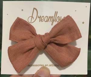 <strong>Baby</strong> Girl Custom Handcraft Girls Hair Bow Linen Bow Clips <strong>Baby</strong> Bow <strong>Headband</strong> - Product Image 3