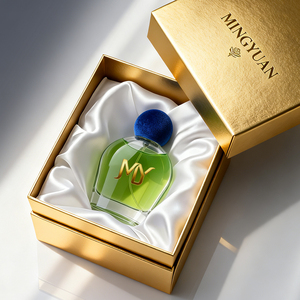 Botella de Perfume de Vidrio de Lujo al por Mayor, 50ml 100ml, Base Gruesa Redonda Plana, <span class=keywords><strong>con</strong></span> Tapón de Flocado Colorido, para Envasado de Aromaterapia - Product Image 6