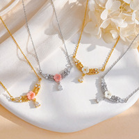 Collier pendentif goutte d'eau ajouré à motif floral, en acier titane micro-pavé de zircone, chaîne de clavicule, best-seller