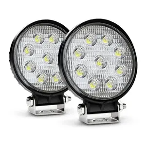 27w העגול Led אור בר מבול 12v Led עבודה אור עבור טרקטורונים UAZ SUV 4WD 4x4 משאית טרקטור הפוך מנורת מכביש עמיד למים