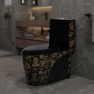 WC monobloc en céramique Vistaar double couleur, cuvette carrée, réservoir encastré, chasse d'eau à double jet, fixation au sol - Product Image 5