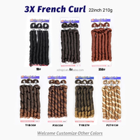 Cheveux à tresser bouclés à la française de 22 pouces, 210g, qualité supérieure, soyeux et lisses, pour extensions capillaires pour femmes noires