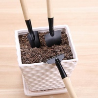 Ensemble d'outils de jardinage SUNSHINE Mini, 3 pièces, kit de jardinage avec pelles et râteau, manche en bois durable, parfait pour les plantes en pot
