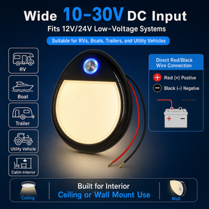 Plafonnier LED tactile 10-30V DC, étanche IP40, blanc chaud, lampe d'intérieur pour camping-car, caravane, yacht, bateau marin - Product Image 2