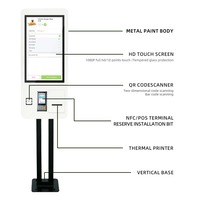 Kiosque tactile de 21.5 pouces en libre-service interactif avec terminaux de paiement par carte d'imprimante de scanner de point de vente Kiosque de commande automatique pour la restauration rapide