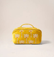 Pochette à cosmétiques en velours doux de grande capacité personnalisée, fermeture à glissière, motif brodé tendance, organiseur de maquillage avec poignée