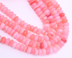 Comprar hermoso punzón Rosa ópalo liso Rondelle forma de cuentas con 16 "de longitud 6 a 9mm melocotón Rosa ópalo cuentas de piedras preciosas para la venta - Product Image 5