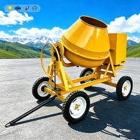 Bétonnière mobile robuste à roue manuelle inclinable, 4 roues, équipement de mélange de ciment avec moteur diesel